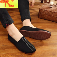 老北京男鞋中国风复古洒鞋青年软底云头传统老头鞋黑布鞋功夫鞋 简畅高帮鞋