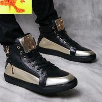 秋季新款高帮板鞋男士鞋子韩版潮内增高街舞鞋休闲英伦短靴gz男鞋 简畅高帮鞋