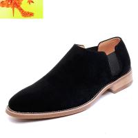 内增高男鞋皮休闲皮鞋男韩版潮流切尔西靴英伦磨砂尖头反绒皮鞋 简畅休闲鞋