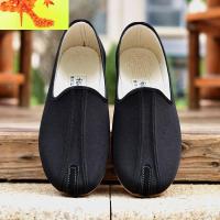 新款传统民族风洒鞋太极云头功夫鞋黑色男鞋休闲散步鞋 简畅休闲鞋