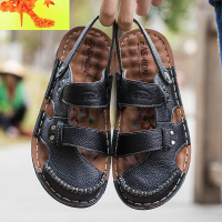 拖鞋男潮流韩版个性男鞋夏季男士真皮凉鞋凉拖鞋两用防滑沙滩鞋男  简畅