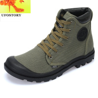 帆布马丁靴男高帮中帮鞋户外靴潮男工装鞋男百搭休闲鞋秋春季棉鞋 简畅高帮鞋