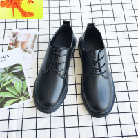 春季男鞋英伦圆头低帮商务小皮鞋工作大头鞋韩版马丁靴潮学生黑色 简畅休闲鞋