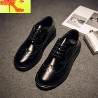 林弯弯英伦小皮鞋布洛克花工装鞋Les帅T小码37码男鞋日系大头鞋 简畅休闲鞋