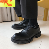 休闲皮鞋男增高圆头英伦低帮马丁鞋男韩版系带工装靴厚底大头皮鞋 简畅休闲鞋