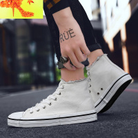 男生帆布鞋韩版潮流高帮休闲鞋春秋季潮牌男鞋青少年学生网红板鞋 简畅