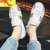 2022新款夏季男士凉鞋透气镂空洞洞开车凉拖鞋青年个性罗马皮凉鞋 简畅