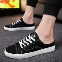 2022夏季新款潮流半拖鞋男士外穿休闲包头凉鞋懒人无后跟透气布鞋 简畅