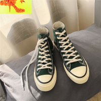 墨绿色高帮帆布鞋男1970ins街拍韩版原宿风ulzzang板鞋潮高邦布鞋 简畅