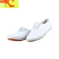 春秋帆布白球鞋白网运动款男女士休闲工作武术软平底透气低帮胶鞋 简畅休闲鞋