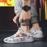 潮流鞋子男春季透明果冻底休闲运动鞋夏季透气男鞋潮鞋彩绘帆布鞋 简畅