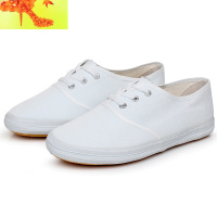 鞋男女帆布白球鞋儿童小白鞋白舞蹈鞋武术练功体跑步劳保鞋 简畅