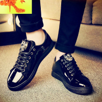 2022新款男鞋漆皮亮面板鞋男士韩版潮流镜面休闲皮鞋社会小伙潮鞋 简畅