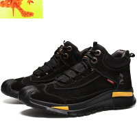 登山鞋男冬季加绒保暖防滑皮户外运动休闲高帮大码徒步鞋男 简畅休闲鞋