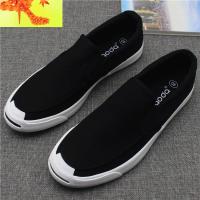 帆布鞋男新款一脚蹬透气男鞋青年潮简约百搭板鞋开口笑潮鞋休闲鞋  简畅