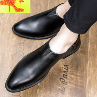 一脚蹬韩版英伦百搭休闲小皮鞋男商务正装软面皮尖头软底舒适男鞋 简畅休闲鞋