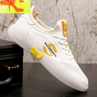 2020新款夏季男鞋透气薄款打孔网面运动休闲鞋百搭果冻底小白鞋男  简畅