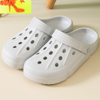 洞洞鞋男夏外出外穿情侣防滑软底潮流韩版纯色简约男士沙滩凉拖鞋  简畅