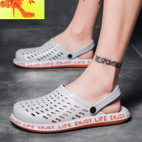 拖鞋男士夏季凉拖室外穿包头洞洞鞋男凉鞋韩版潮流个性半拖沙滩鞋  简畅