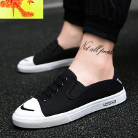 2020新款夏季韩版男鞋一脚蹬板鞋网红帆布鞋精神社会小伙懒人潮鞋  简畅