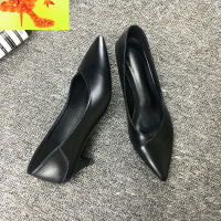空乘高跟鞋2020春秋款皮百搭单鞋细跟职业女鞋工作鞋女黑色皮鞋 简畅休闲鞋