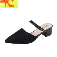 凉鞋拖鞋夏季2020新款小码尖头粗跟单鞋包头中跟高跟大码春款女鞋  简畅