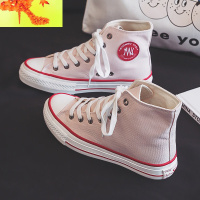 chic鞋子女2019潮鞋女鞋新款秋鞋ins港风帆布鞋秋季泫雅风高帮鞋  简畅