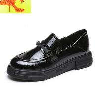 2020新款单鞋女英伦厚底黑色小皮鞋ins漆皮乐福鞋一脚蹬豆豆鞋子 简畅休闲鞋