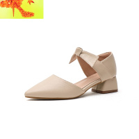 2020春款配裙淑女法式小高跟仙女鞋中跟粗跟尖头百搭晚晚温柔单鞋 简畅休闲鞋