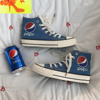 关域北2020新款学生百搭ulzzang可乐帆布鞋女高帮饮料情侣鞋子ins  简畅