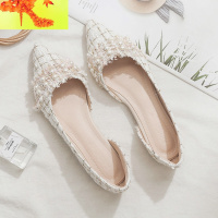 2019春季新款晚晚鞋百搭网红尖头平底侧空浅口豆豆鞋单鞋女鞋瓢鞋 简畅休闲鞋