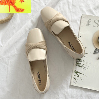 2020春秋季新款韩版百搭方头晚晚鞋平底仙女单鞋豆豆鞋女孕妇鞋子 简畅休闲鞋