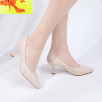 两穿高跟鞋少女细跟2020新款春秋季韩版百搭尖头浅口猫跟单鞋子潮 简畅休闲鞋