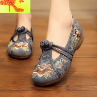 女士中老年老北京布鞋女老人软底老奶奶鞋平底太太绣花女单鞋 简畅休闲鞋