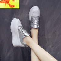 春季内增高女鞋8cm增高网红小白鞋2020新款春款百搭厚底松糕鞋潮 简畅高帮鞋