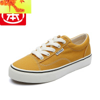 春季姜休闲平底板鞋港味久留米硫化帆布鞋潮鞋落叶女鞋子  简畅