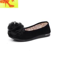 老北京布鞋子女式鞋大花平跟女单鞋低帮鞋女黑色工作鞋单鞋 简畅休闲鞋