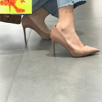 高跟鞋女细跟2020春季新款尖头裸色网红仙女风职业工作百搭女鞋子 简畅休闲鞋