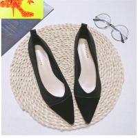 2020春季新款单鞋尖头粗跟鞋OL通勤风工作鞋百搭中跟女鞋高跟大码 简畅休闲鞋