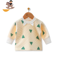 YueBin宝宝秋衣婴儿上衣保暖秋冬儿童夹棉加厚单件衣服打底贴身内衣无骨