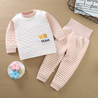 YueBin儿童内衣夹棉婴儿宝贝三层保暖加厚高腰护肚裤套装打底衣童装