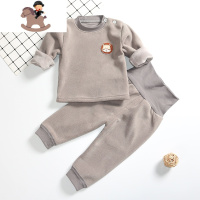 YueBin宝宝内衣套装加绒儿童秋冬衣服加厚可开裆高腰婴儿睡衣肩扣保暖衣