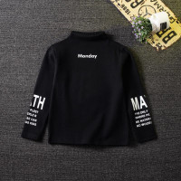 YueBin德绒双面发热冬季男女童打底衫字母印花儿童宝宝圆领半高领上衣T恤童