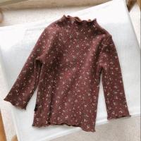 YueBin2女宝宝碎花加绒打底衫秋冬款洋气1-7岁女童花边长袖上衣6儿童T恤T恤童