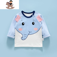 YueBin儿童T恤棉可爱大象卡通立体男童女宝宝小童上衣吸汗春秋季衣服1T恤童