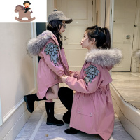 YueBin高端亲子装派克服秋冬装2020新款羽绒棉服母女装洋气外套一家三口亲子装全家