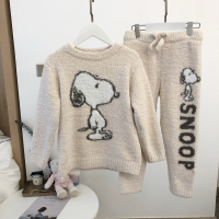 YueBin亲子款秋冬软绵绵睡衣男女宝宝儿童可爱卡通小狗保暖家居服套装亲子装全家