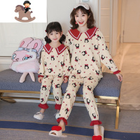 YueBin网红母女装家居服套装2020秋装亲子装一家三四口韩版卡通长袖睡衣亲子装全家
