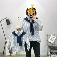 YueBin2020秋装新款潮亲子装母子母女装全家装衬衫一家三口网红抖音外套亲子装全家