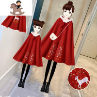 YueBin中国风披风炸街亲子秋冬斗篷特别的母女装一家三口洋气2020新款潮亲子装全家